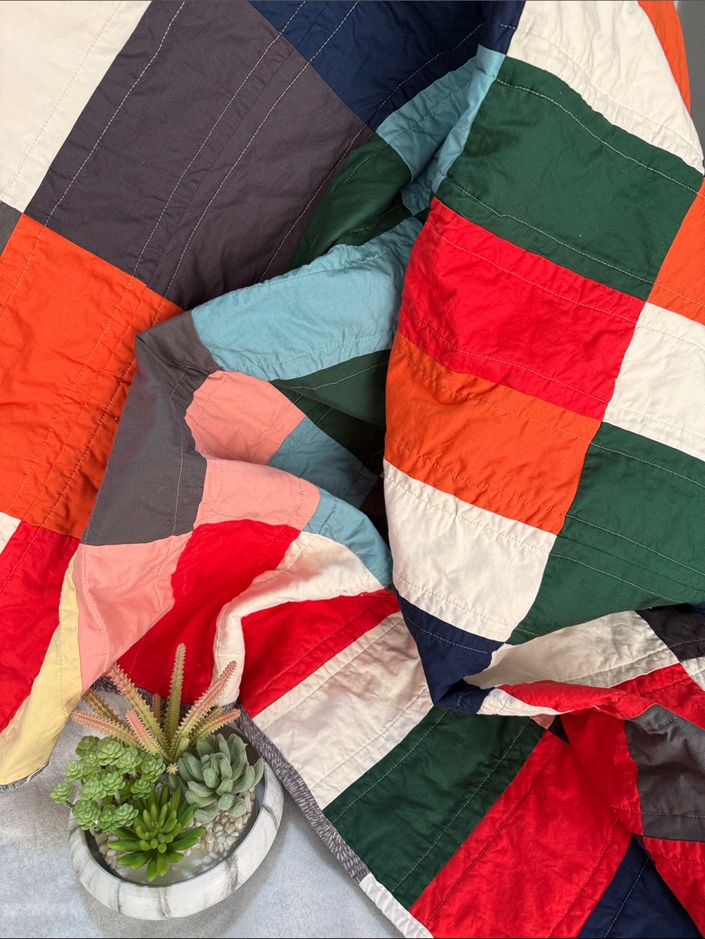Handmade Patchwork Cotton Quilt - Multicolor